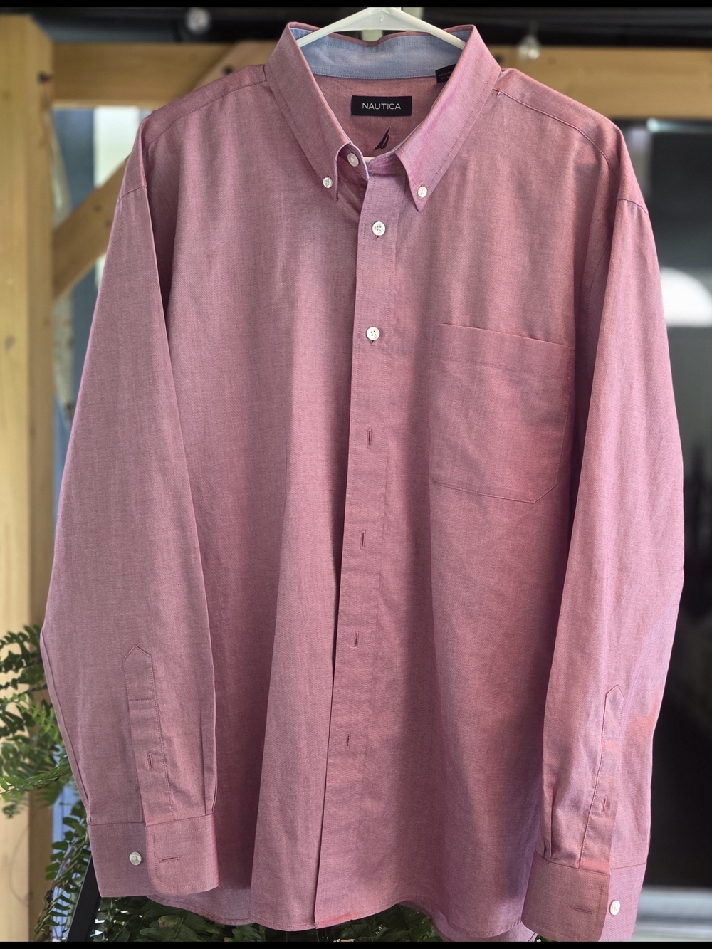 Nautica Men’s Pink Button-Down Oxford Shirt